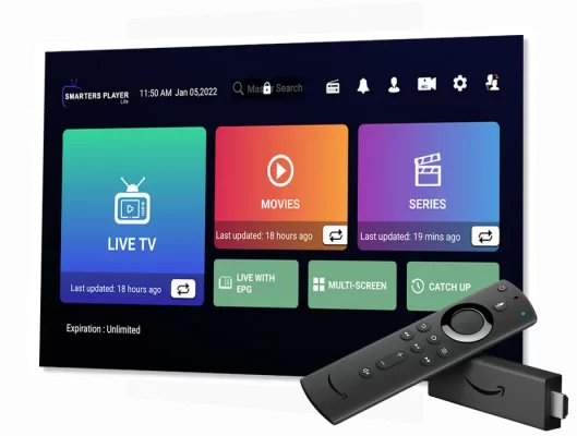 Alt Text: IPTV UK streaming service on smart TV